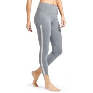 Athleta Grey H-Rise Chaturanga Leggings White Mesh Sides